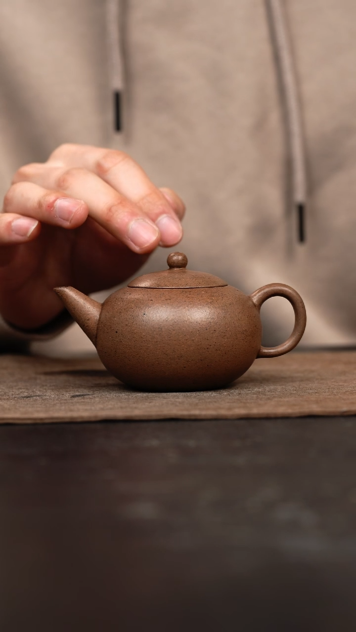 【闪购商品】紫砂茶壶桃花泥水平壶