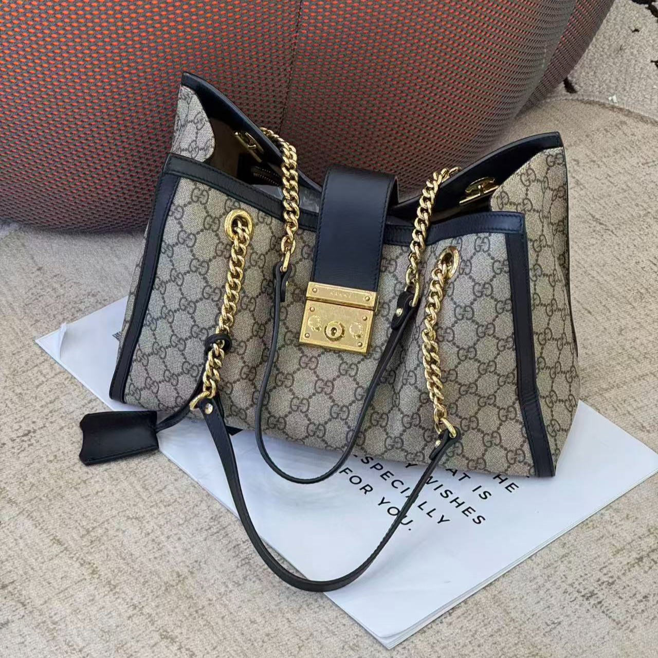 95新 GUCCI/古驰 GUCCI古驰老花Padlock托特包6085