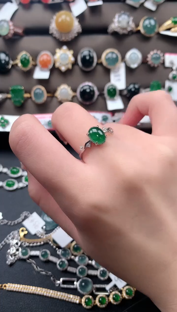 【闪购商品】翡翠戒指银S925镶嵌51241