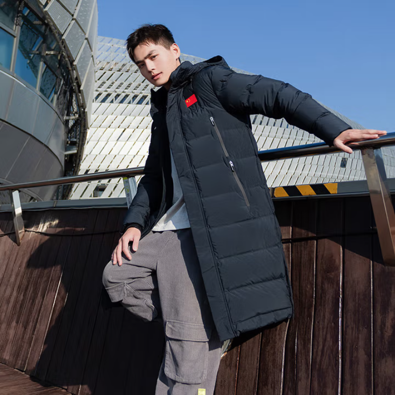 李宁国旗款冬季新款男女同款长款羽毛球训练运动羽绒服AYMU343