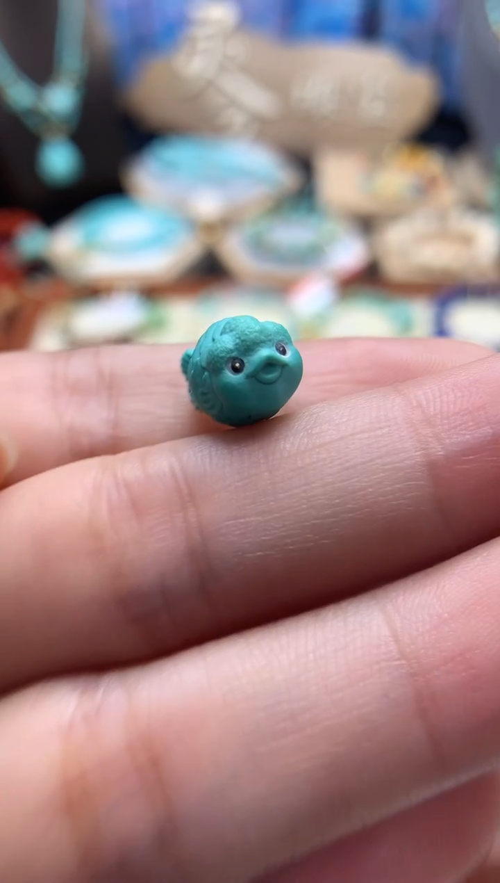 绿松石未镶嵌挂件高瓷精工小胖鱼