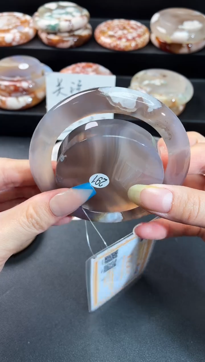 手镯玛瑙/玉髓未镶嵌石英质玉60圈59/60/61带(赠送镯心)