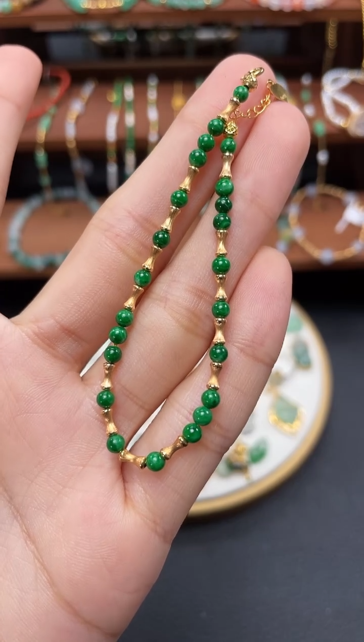 【闪购商品】翡翠套链18K金镶嵌一个   JK625