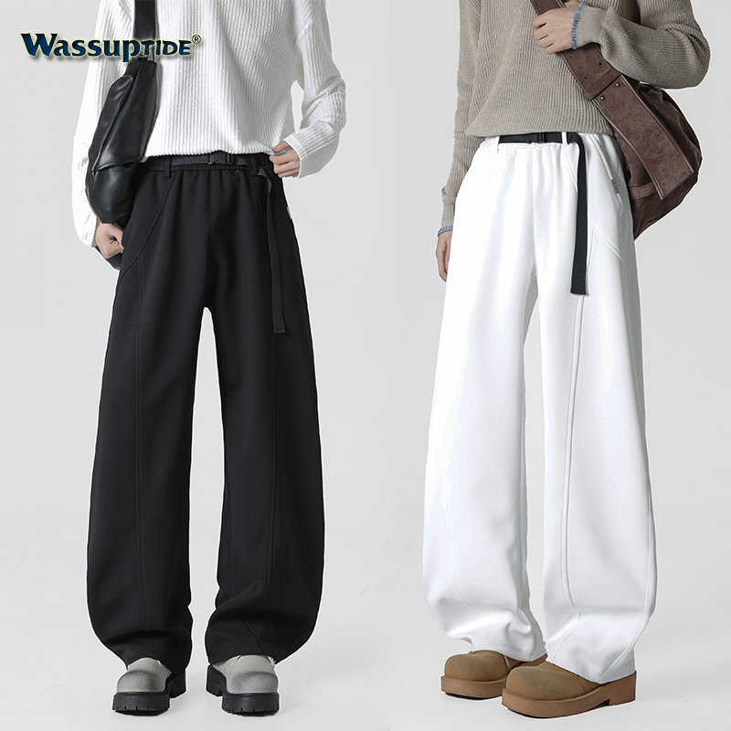 Wassup TIDE秋冬新款男女同款弯刀裤320g高克重磅垂感宽松休闲裤