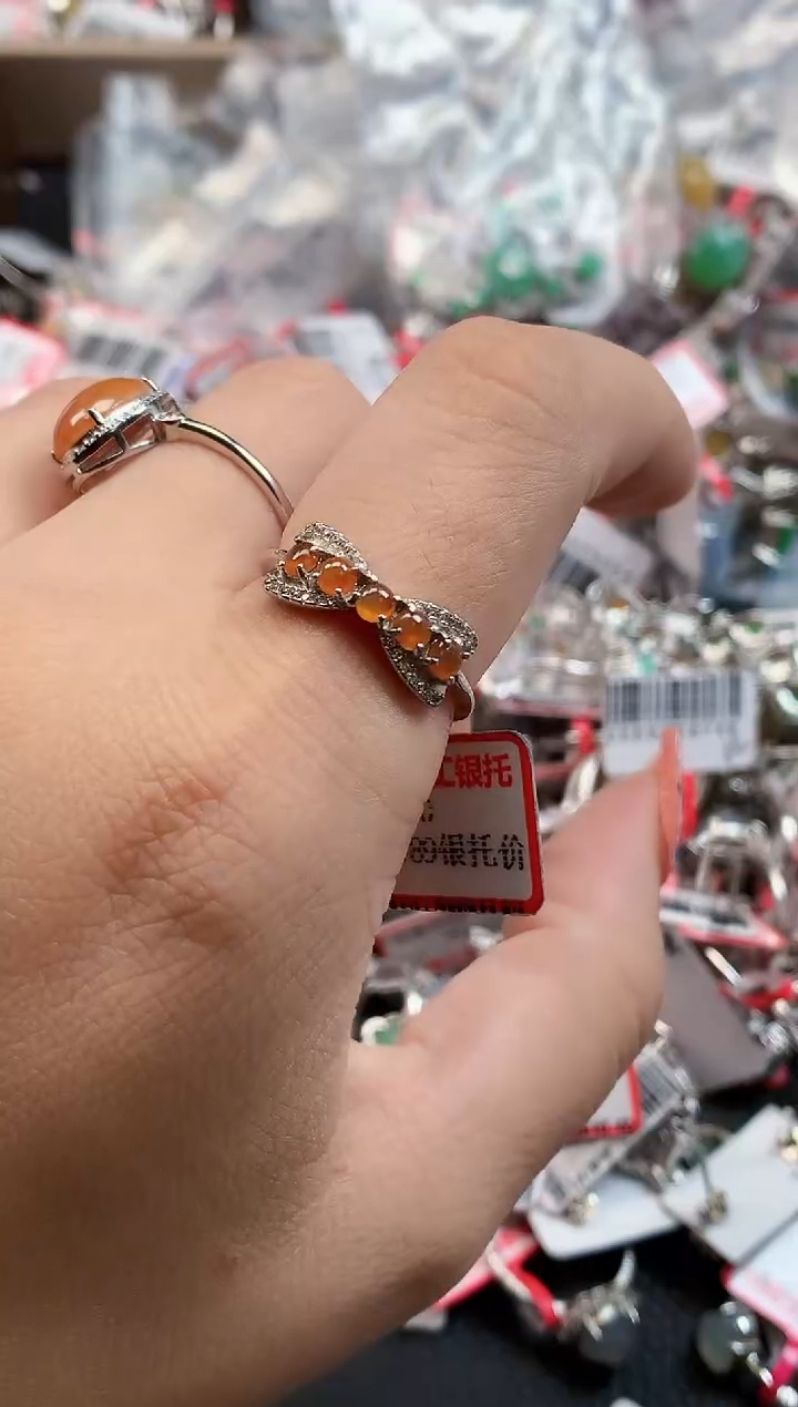 银S925镶嵌戒指翡翠天然A货缅甸翡翠