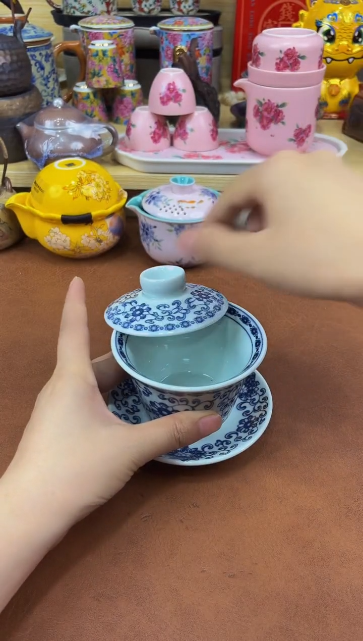 陶瓷茶具摆件旅行套组