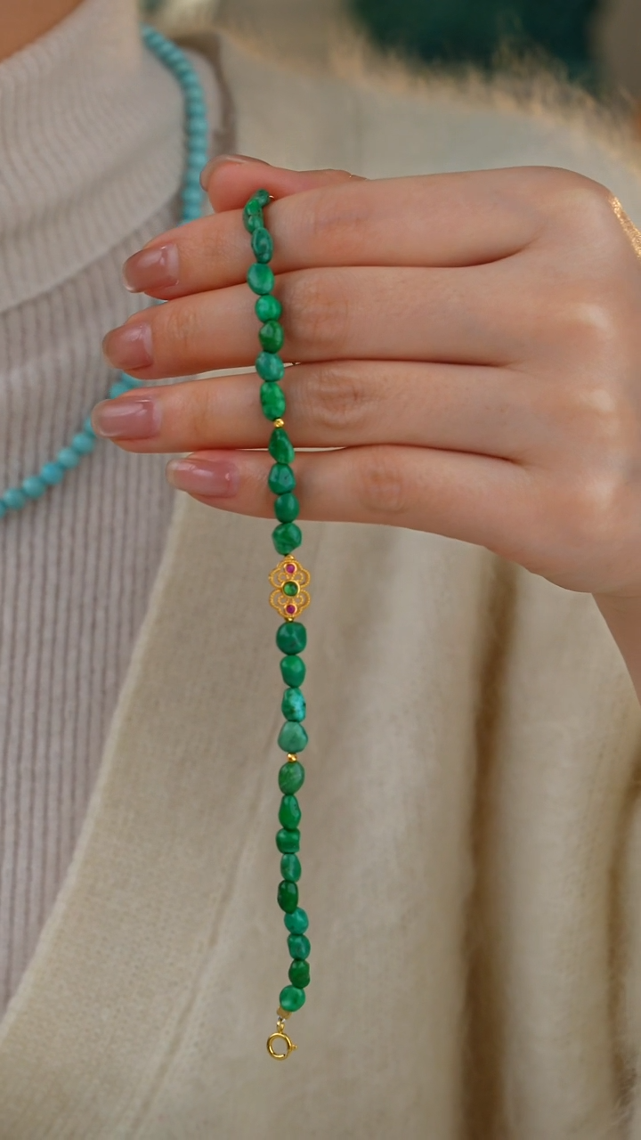 【闪购商品】绿松石手链18K金镶嵌1