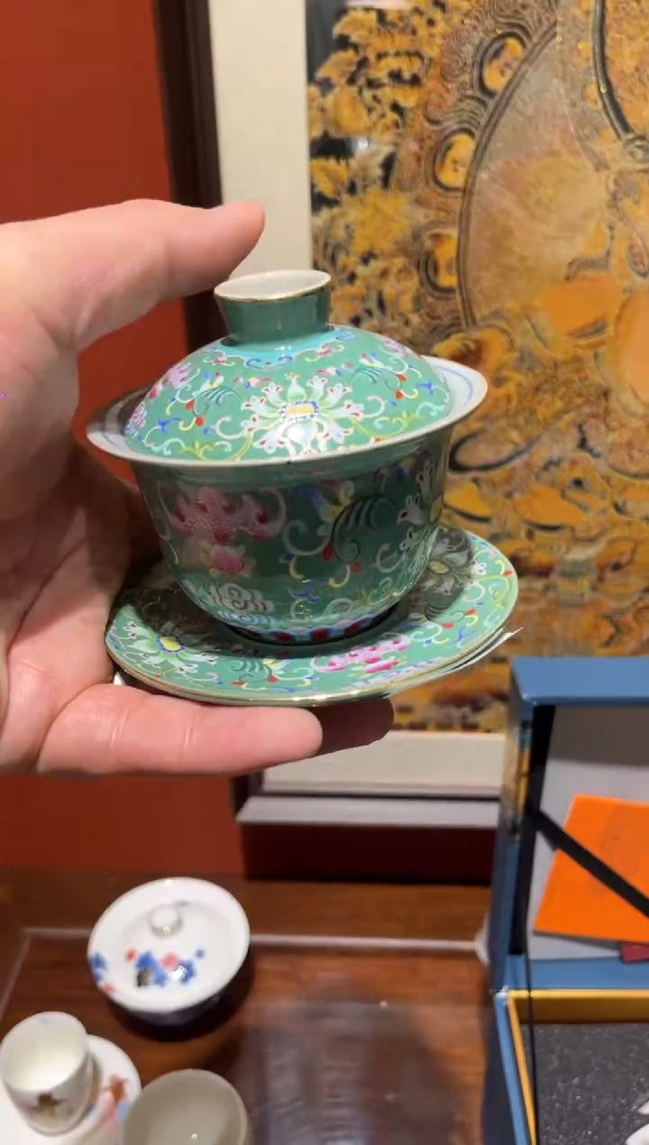 绿缠小盖碗茶具茶具茶具茶具