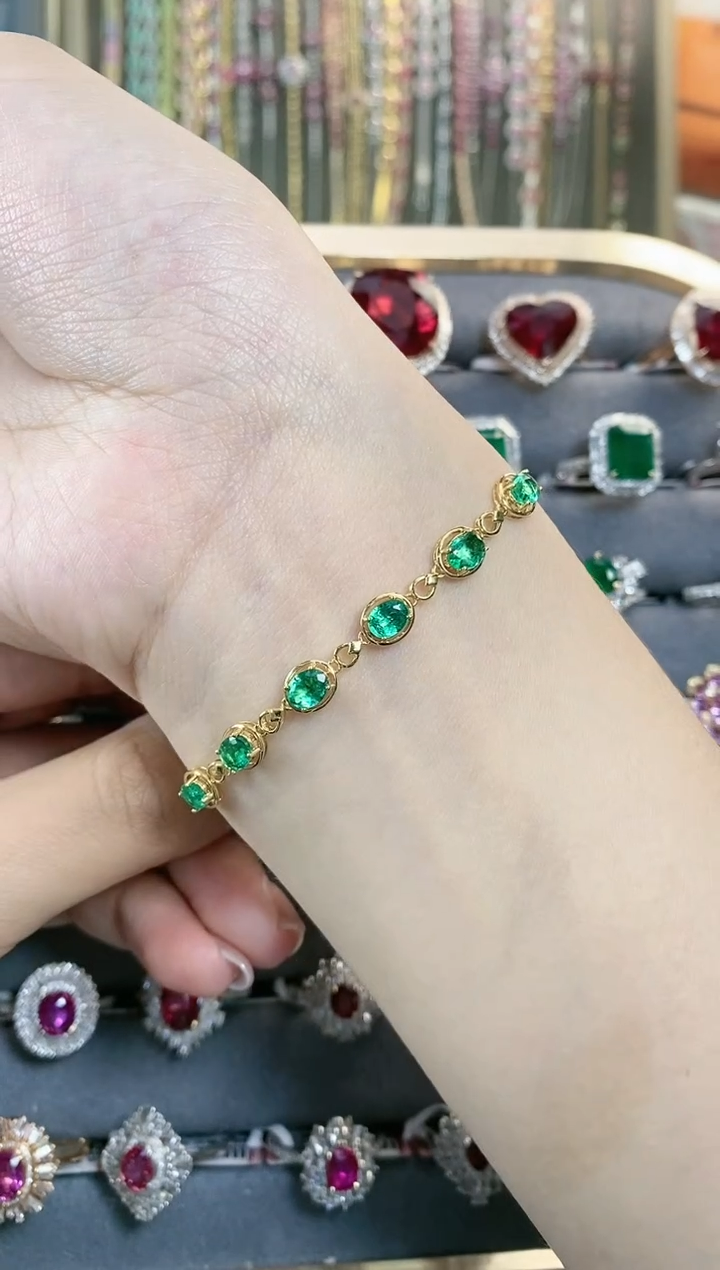 手链18K金镶嵌祖母绿·