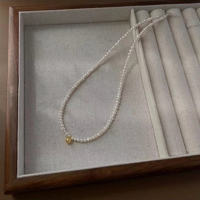 铜合金仿珍珠项链 小米珠小众设计锁骨链