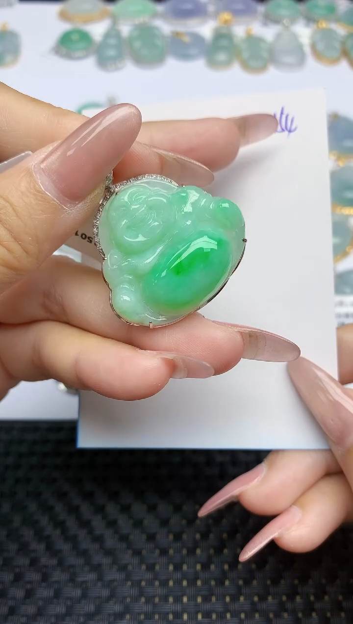 【闪购商品】翡翠颈饰18K金镶嵌天然A货翡翠 154