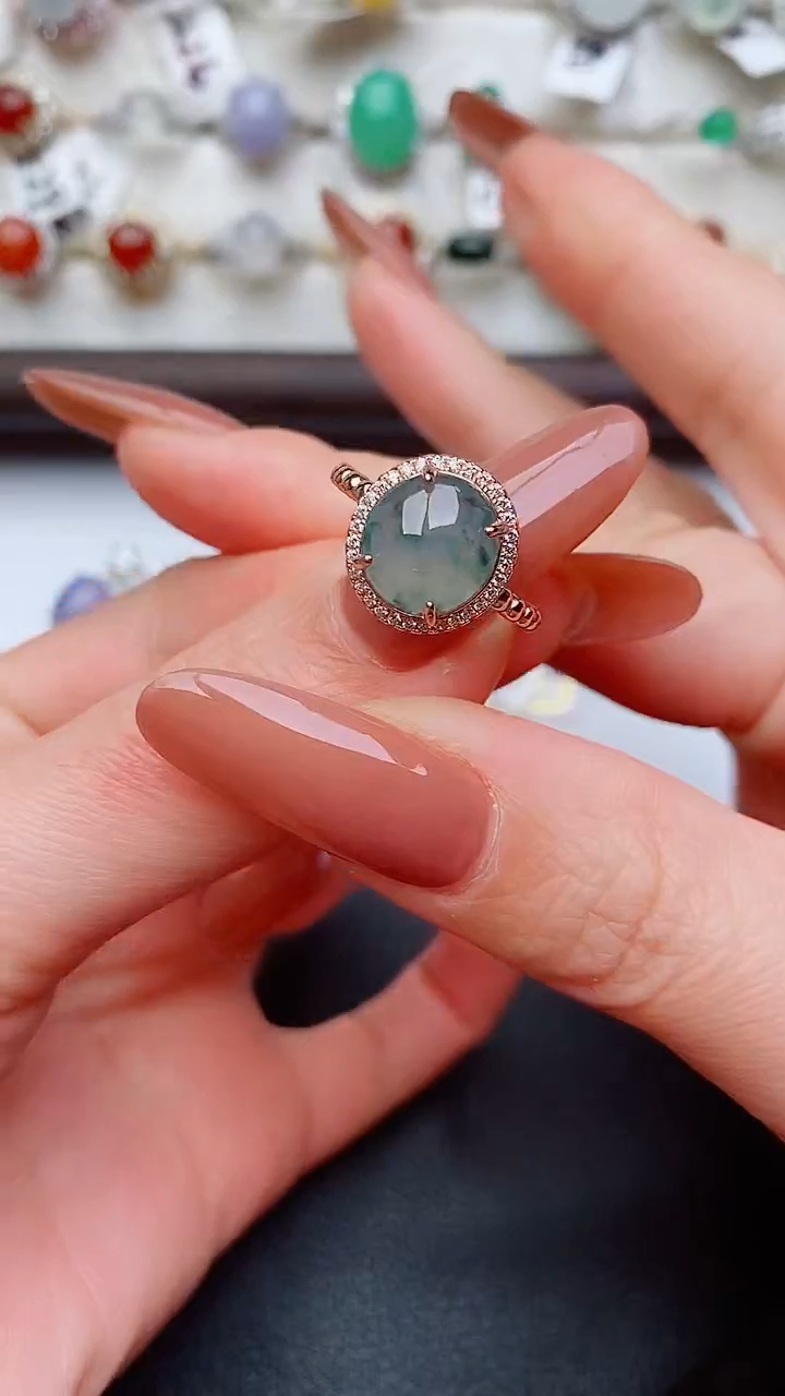 银S925镶嵌戒指翡翠...