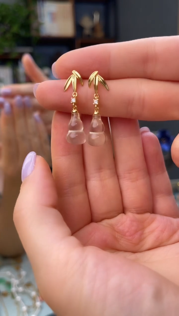 水晶耳饰银S925镶嵌黄水晶耳饰