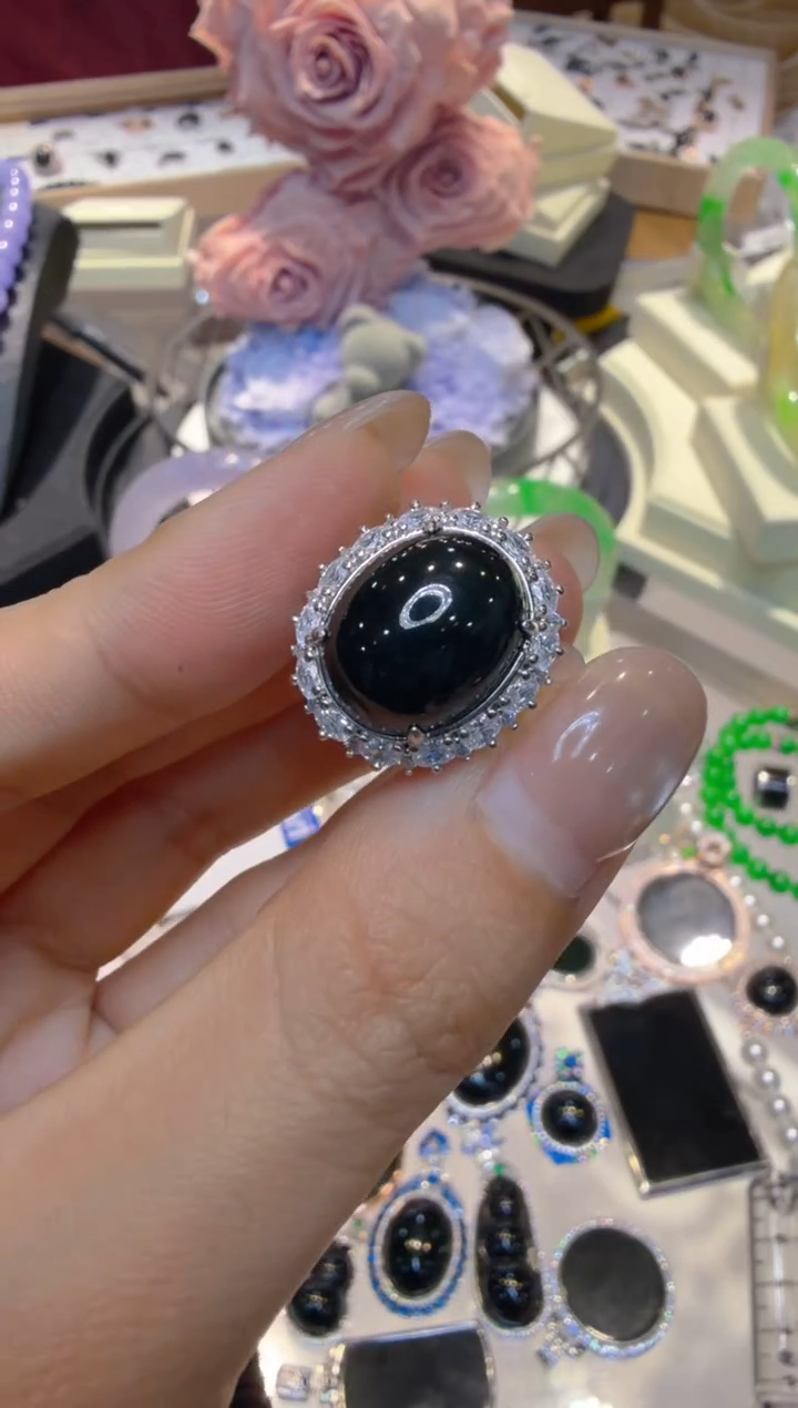 银S925镶嵌戒指翡翠多样性团购发一件