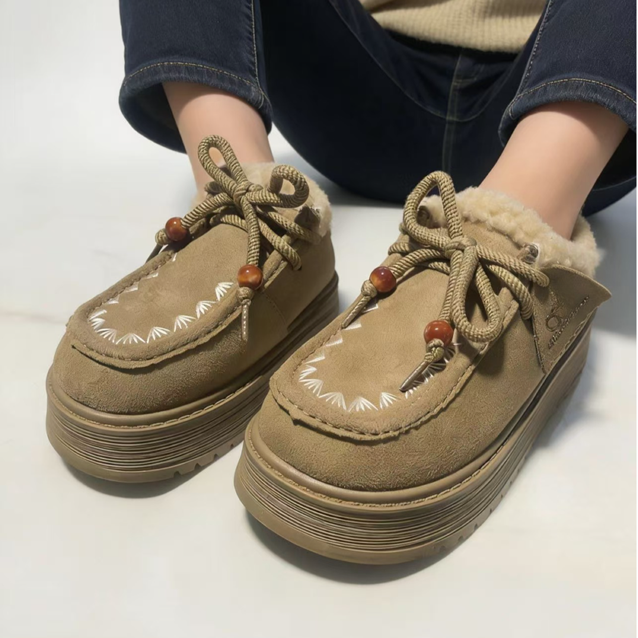 5253棉靴/毛靴纯色复古港风复古棉鞋冬季女士厚底雪地靴博肯靴子