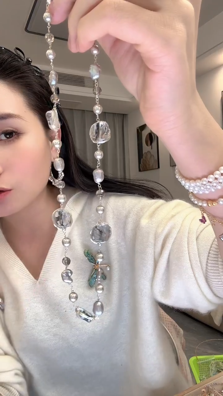 项链未镶嵌淡水珍珠灰月光巴洛克珍珠项链