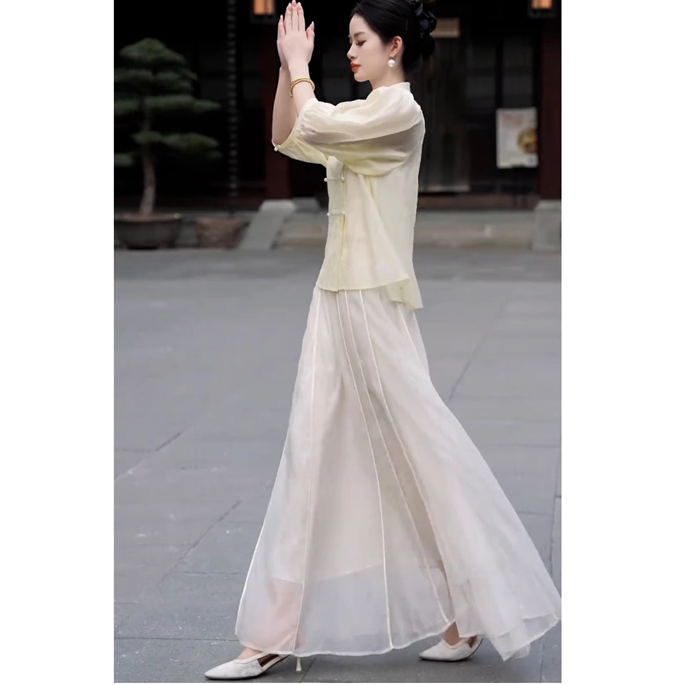 夏季高端精致出席重要场合大方得体穿搭新中式国风开衫连衣裙套装