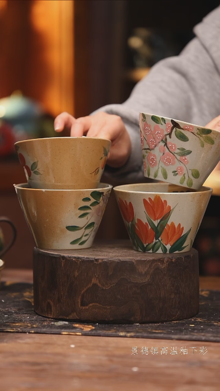 陶瓷景德镇高温釉下手绘陶瓷