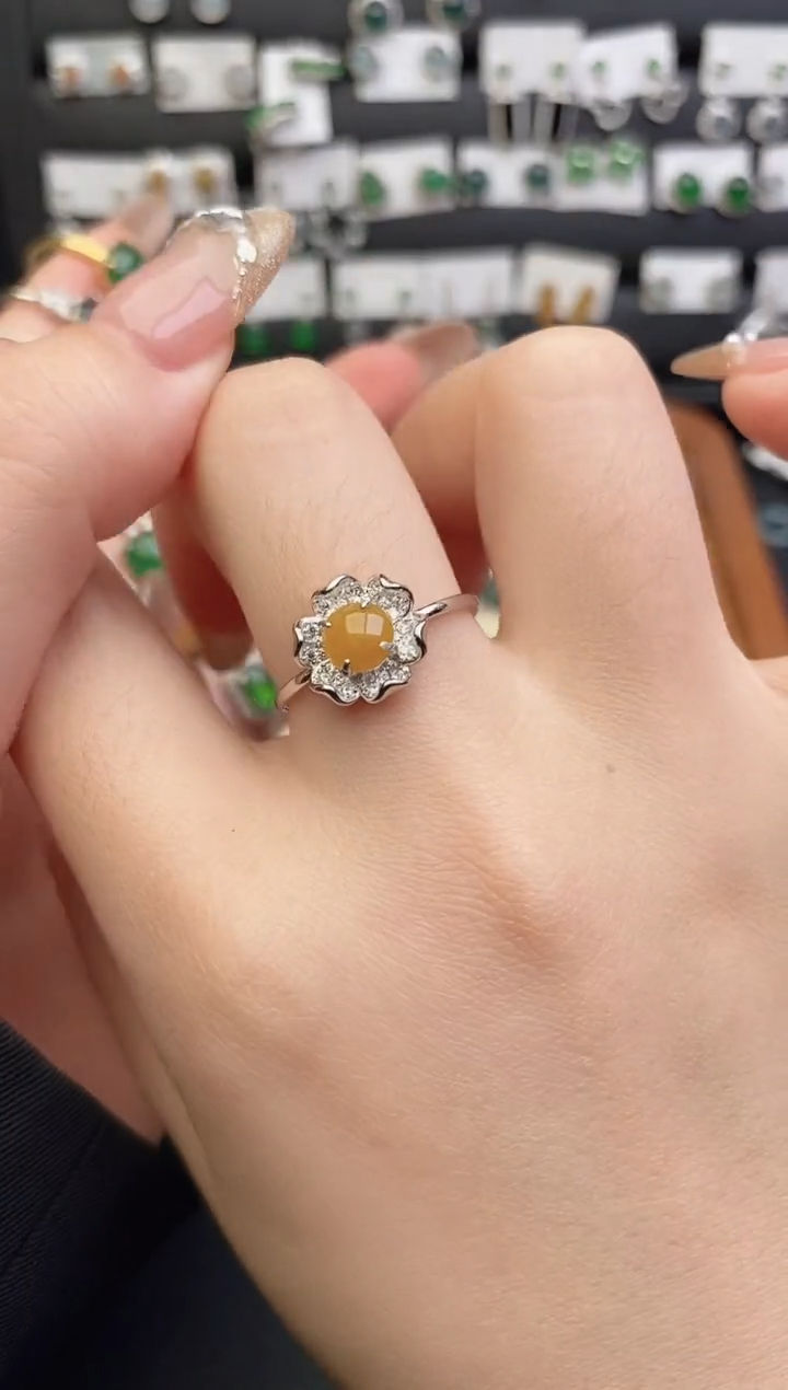 银S925镶嵌戒指翡翠0