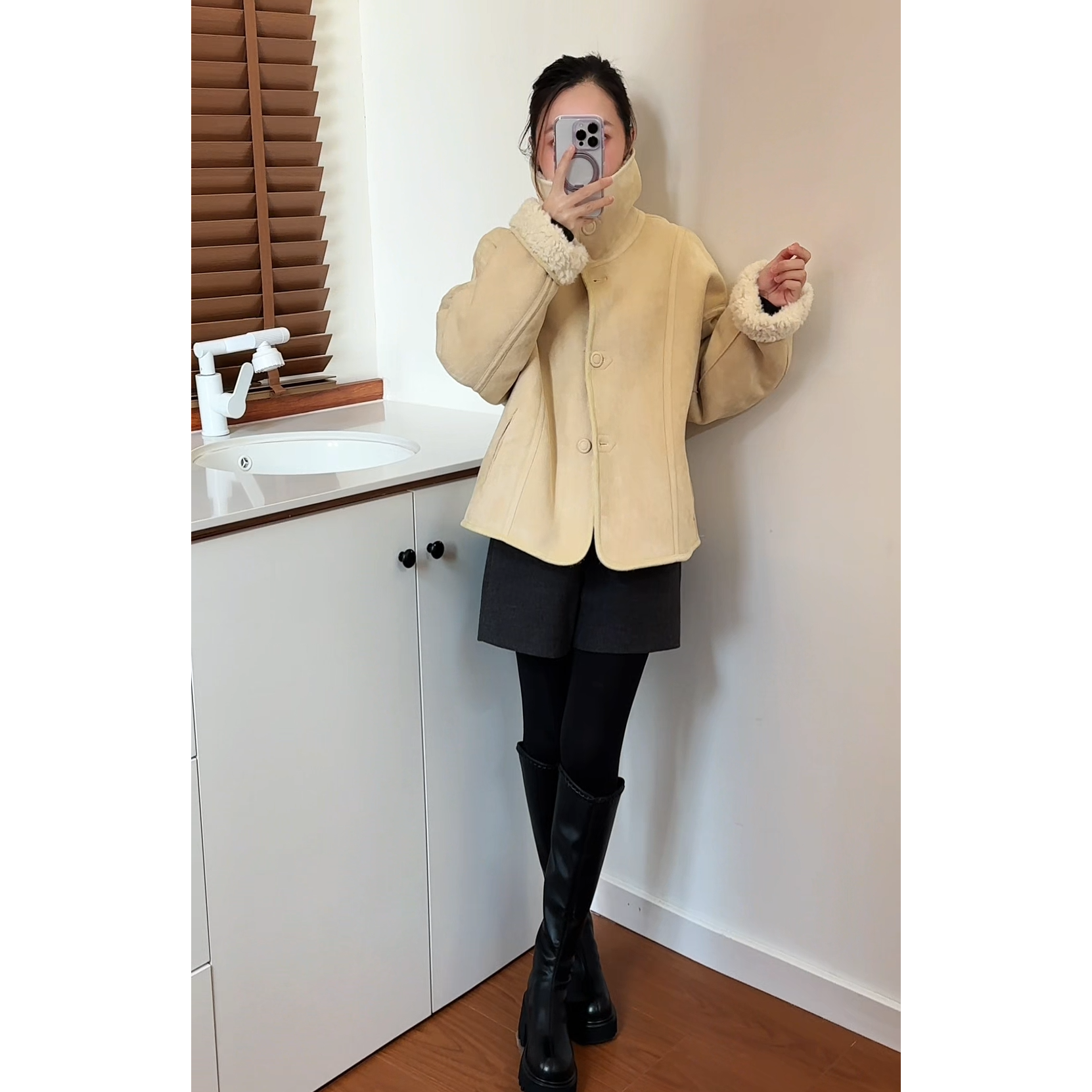 【两面穿皮毛外套】W2615