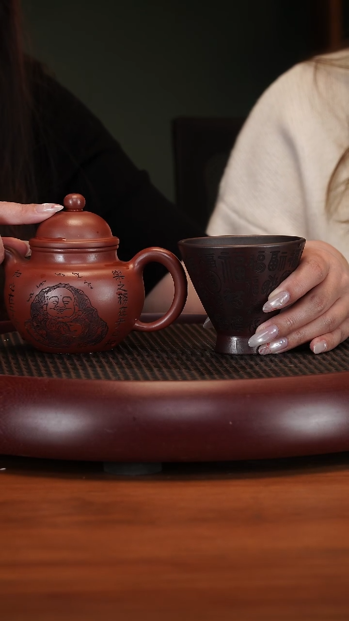 【闪购商品】紫砂茶壶2-10QYJ掇球红皮龙300cc