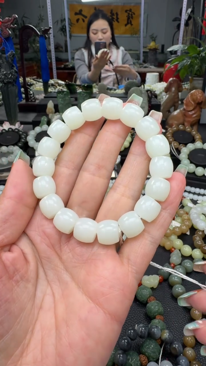 未镶嵌手串和田玉新疆且末金山白玉卡12