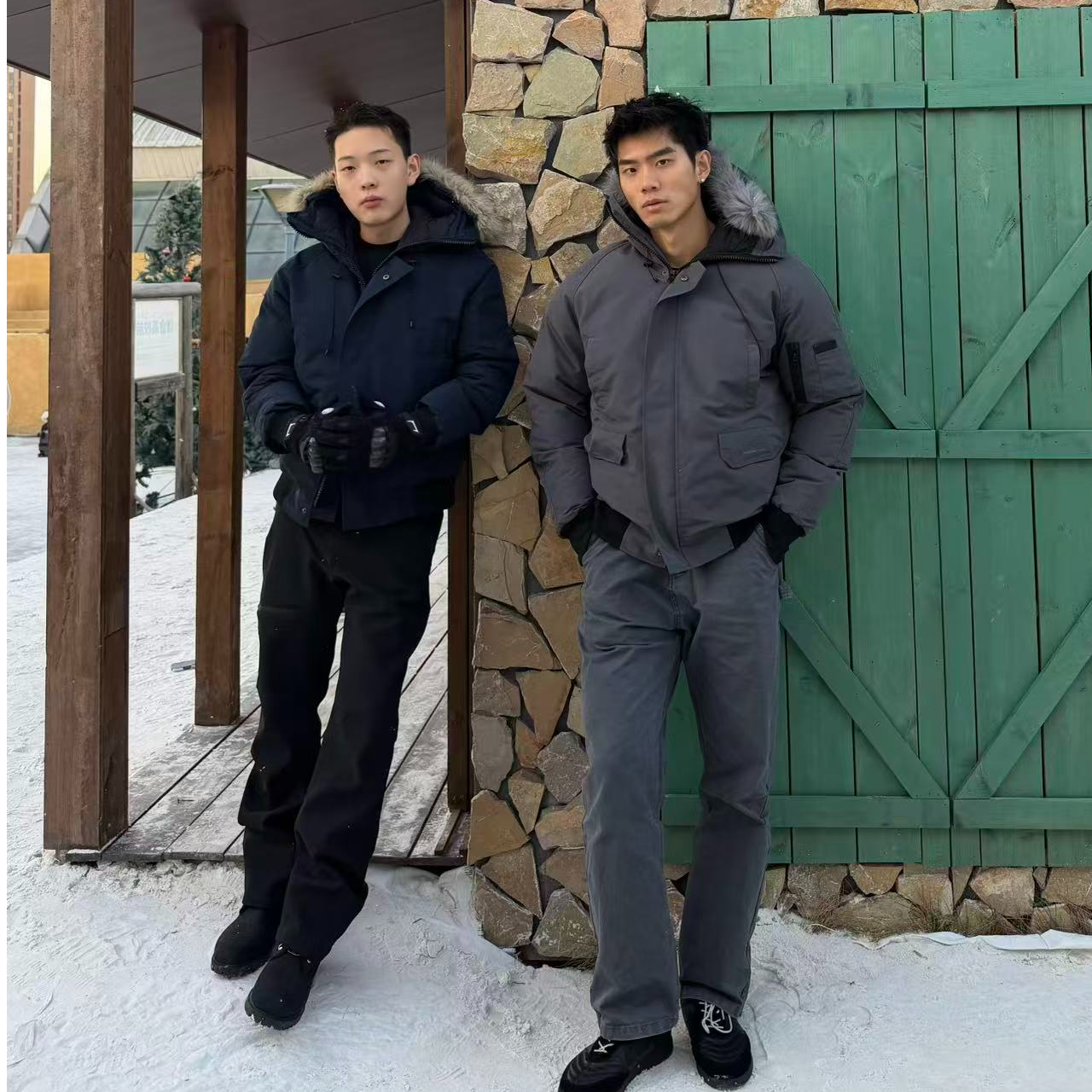 何以至此25AW美式休闲连帽毛领派克棉服三防重工刺绣外套