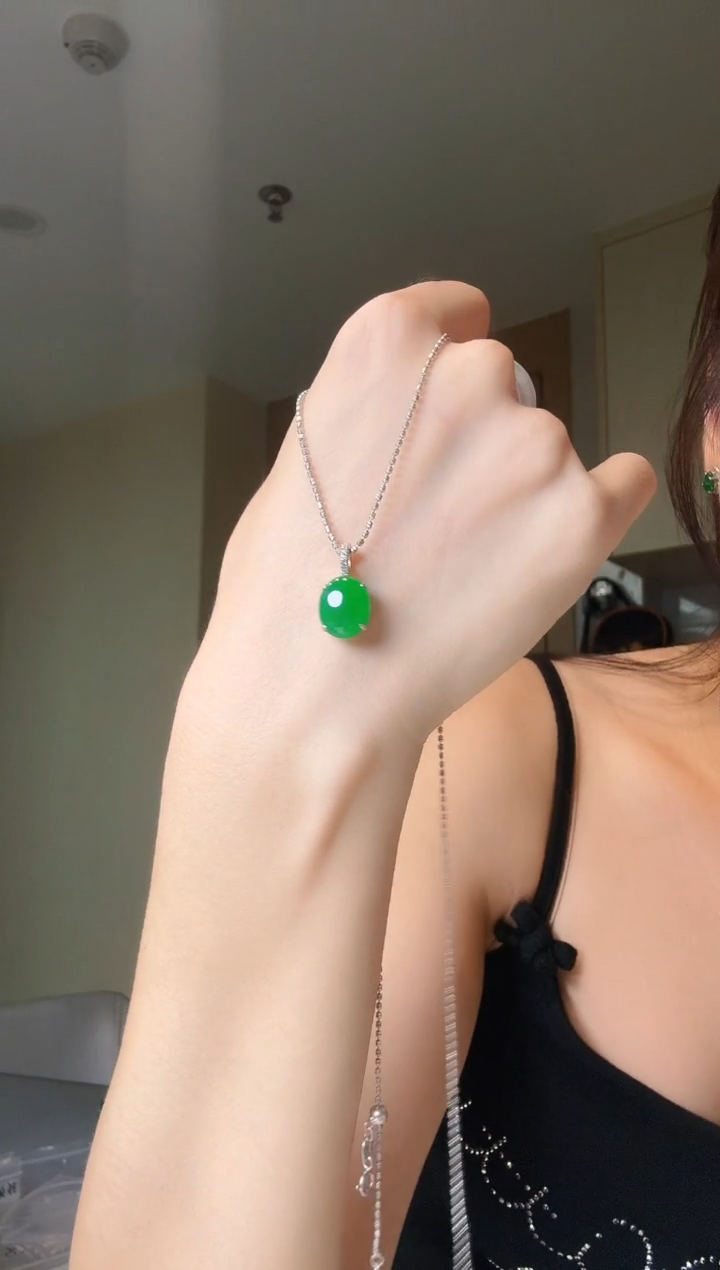 翡翠银S925镶嵌吊坠(不含链)天然翡翠吊坠3