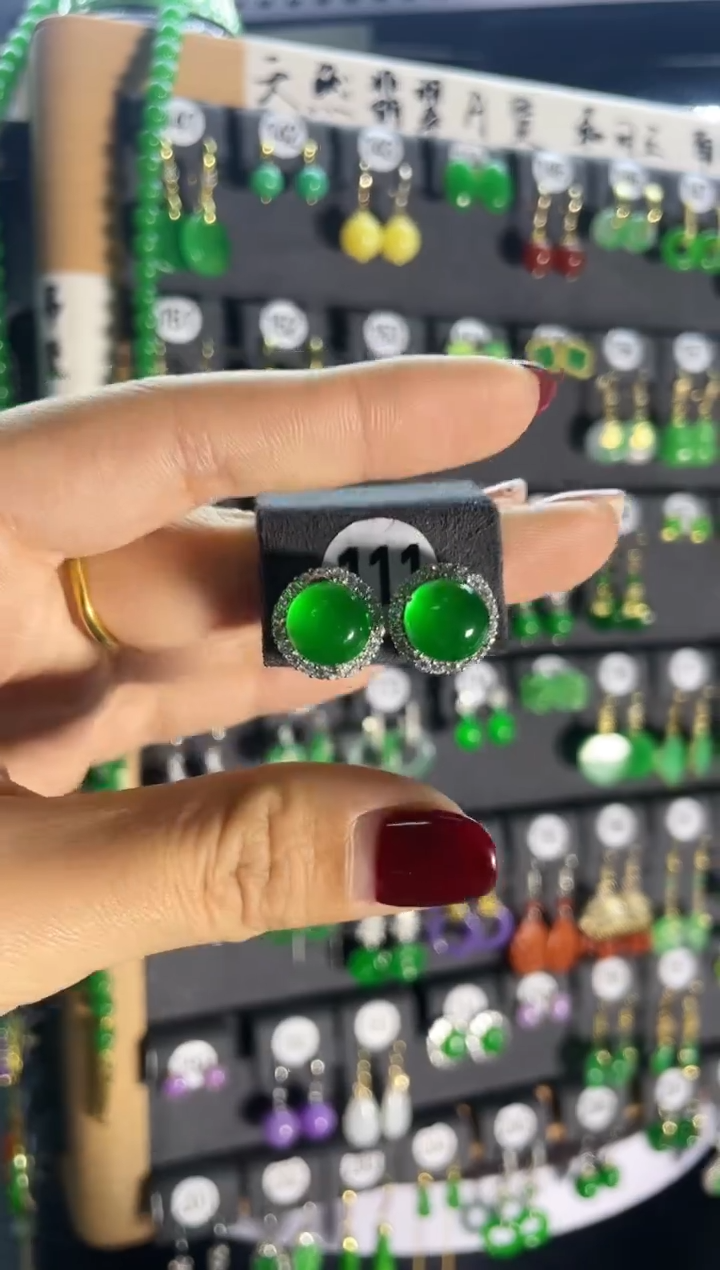 【闪购商品】翡翠耳饰银S925镶嵌111..