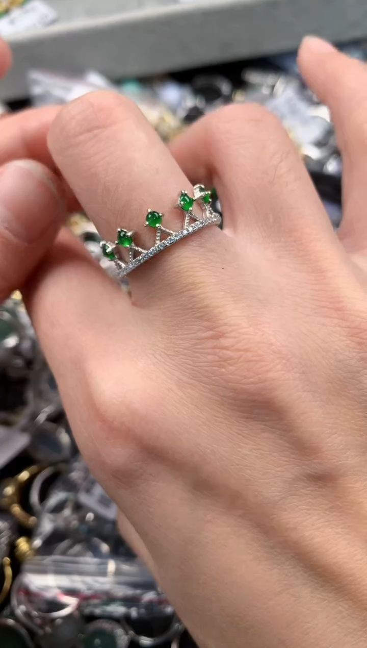 银S925镶嵌戒指翡翠333   4