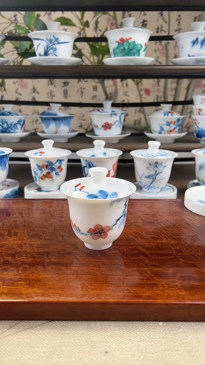 微瑕山茶花美人备盖碗