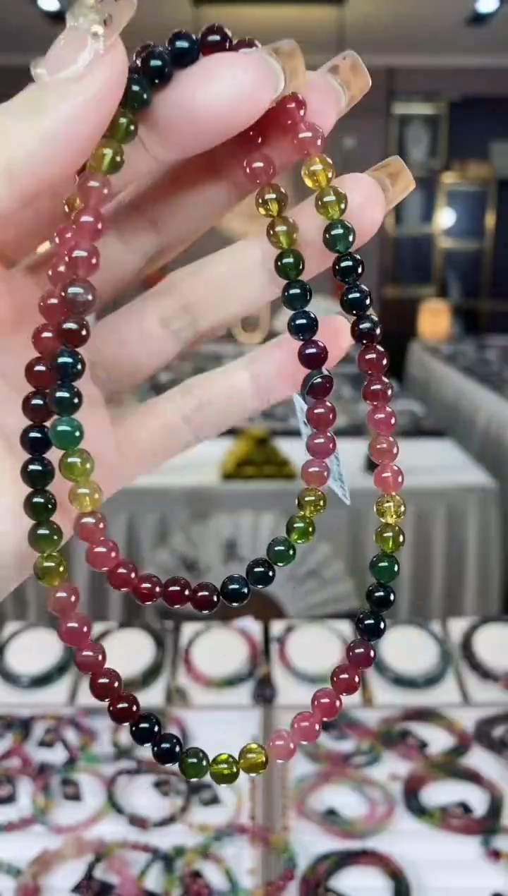 【闪购商品】碧玺三圈手串6mm+未镶嵌一物一证dan