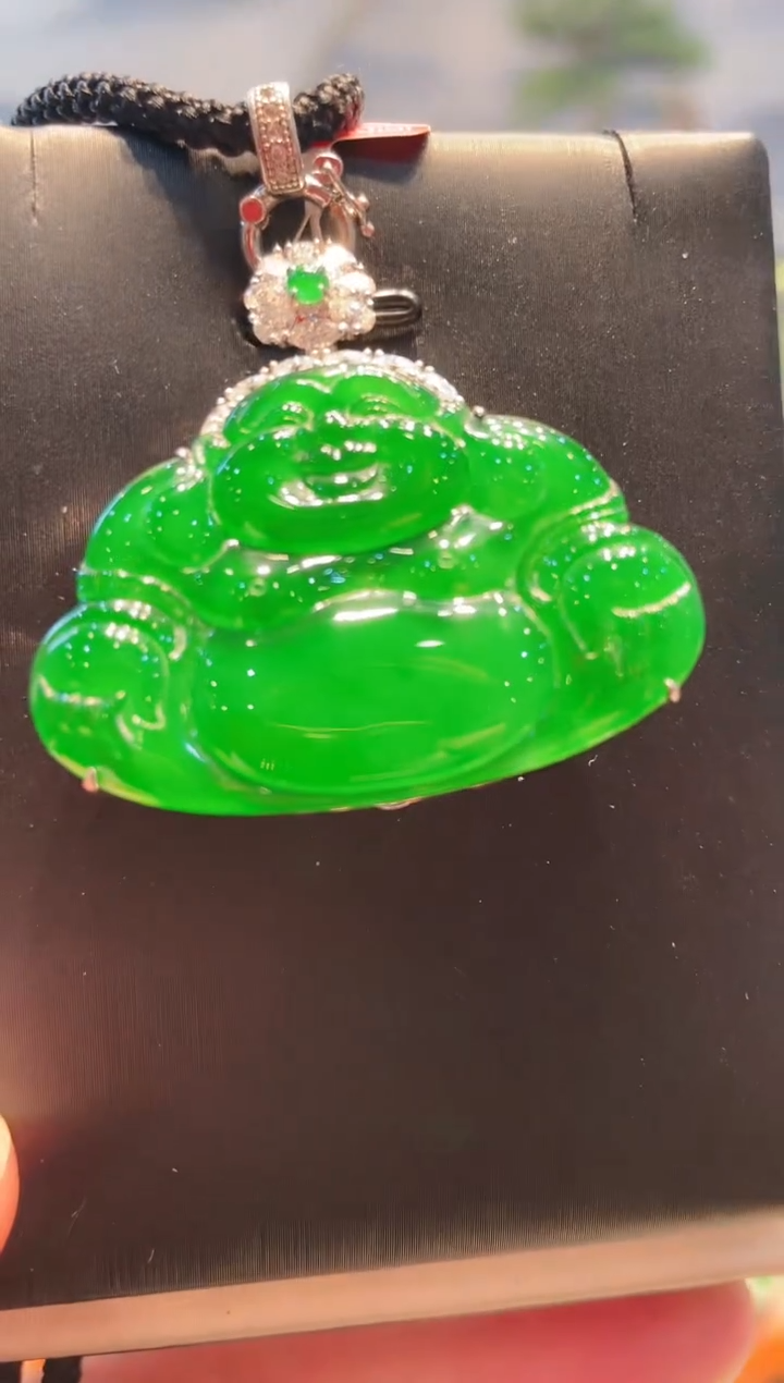 【闪购商品】翡翠颈饰18K金镶嵌A63天然A货翡翠
