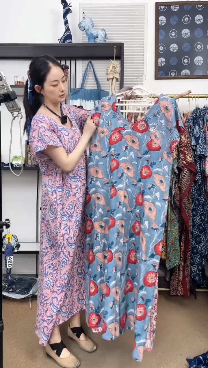 【闪购商品】774印度长绒棉拓印彩色坎肩裙