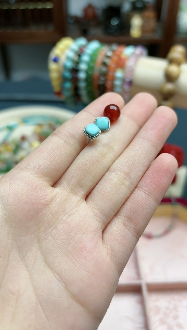 【闪购商品】玛瑙/玉髓耳钉未镶嵌玛瑙小方配饰*1 G