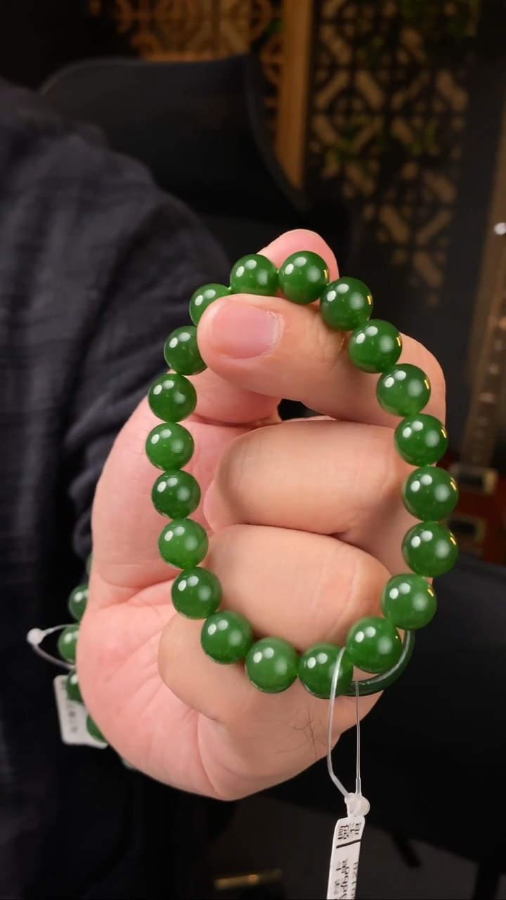 【闪购商品】和田玉碧玉手串未镶嵌【玉道侠侣】俄料没黑点10MM