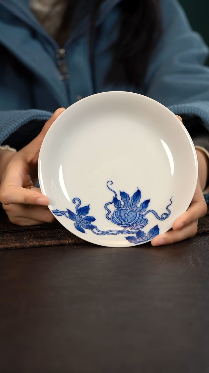 【闪购商品】杯HLX陶瓷折枝南瓜壶承 随机