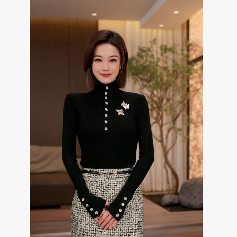 【博主氛围】Molly时尚气质显瘦轻奢重工洋气冬季优雅上衣 M2530295