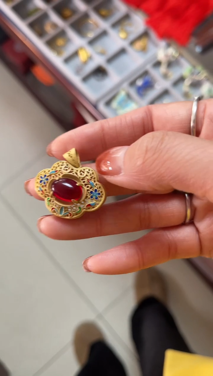 【闪购商品】如意锁珐琅景泰蓝吊坠