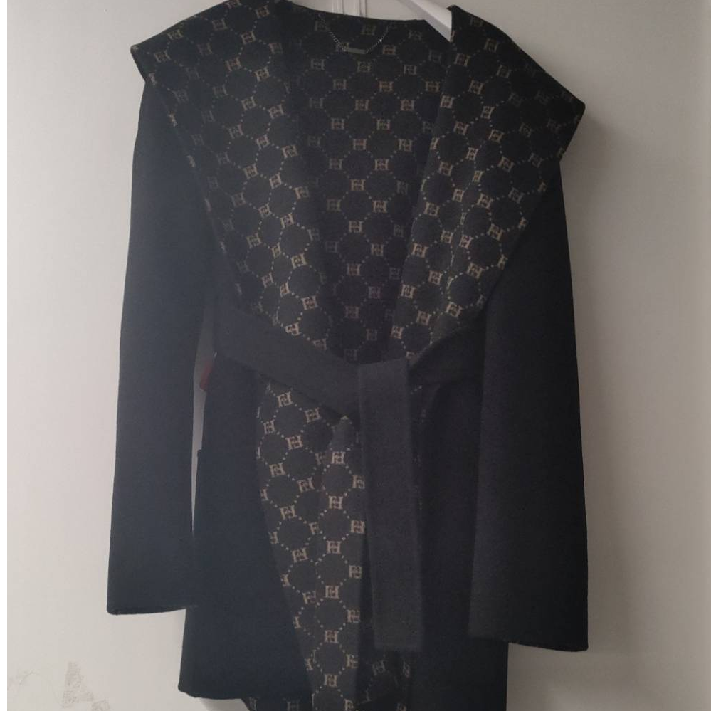 【商场同款新品】仿佛黑色气质双面毛呢女中长款大衣时尚FL00219