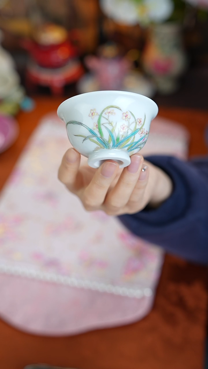 溢珍堂景德镇手工手绘珐琅彩杯