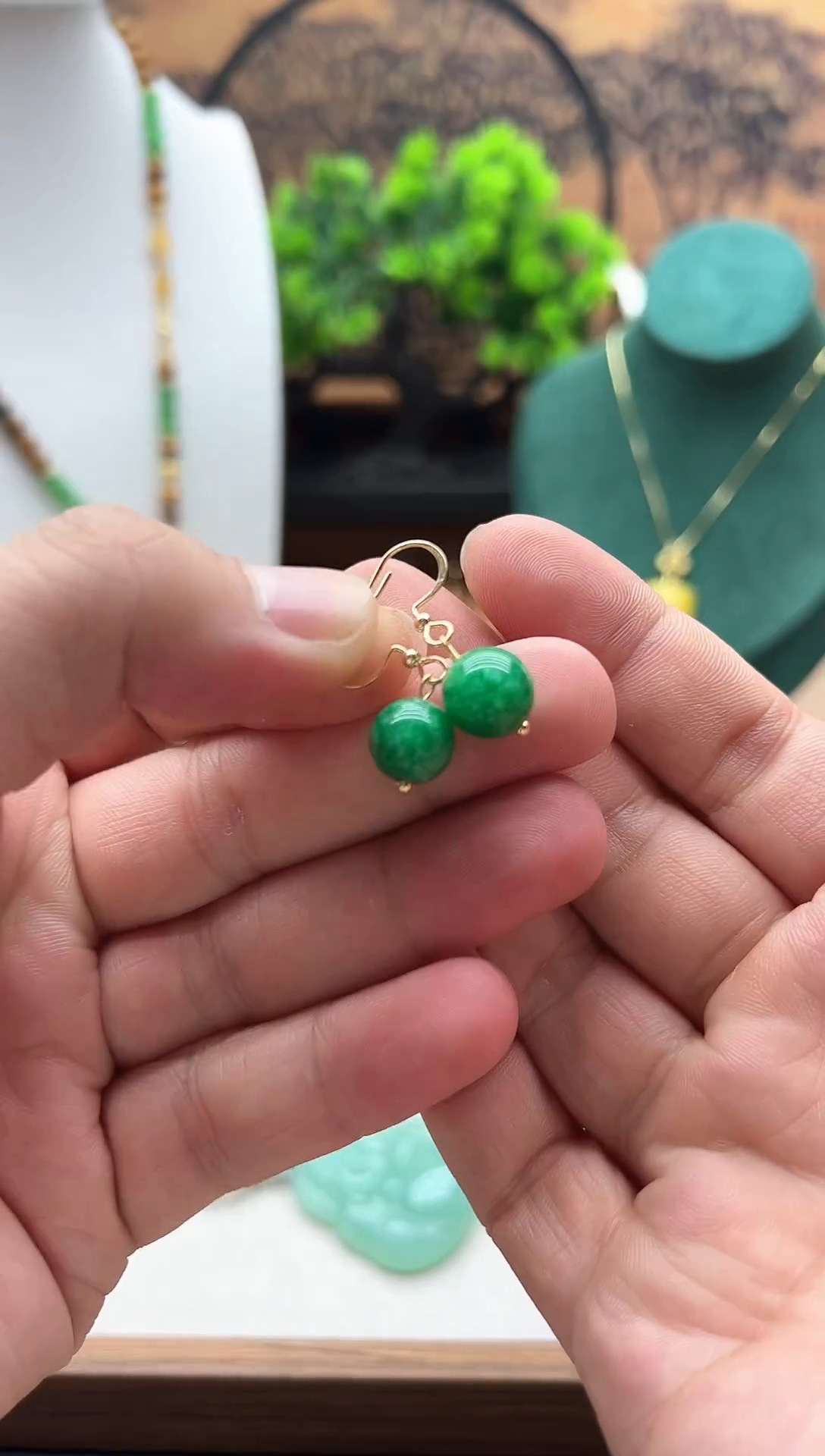 【闪购商品】翡翠耳饰14K金镶嵌E02   