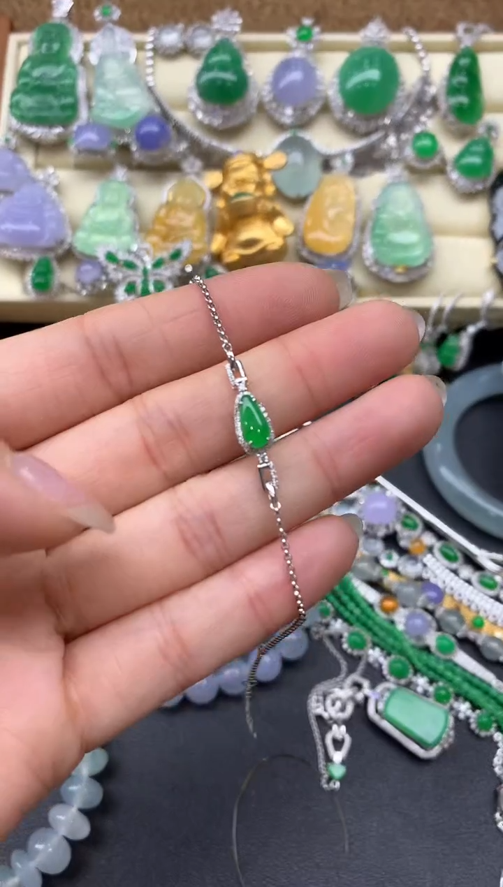 【闪购商品】翡翠手串18K金镶嵌396-中国好珍宝
