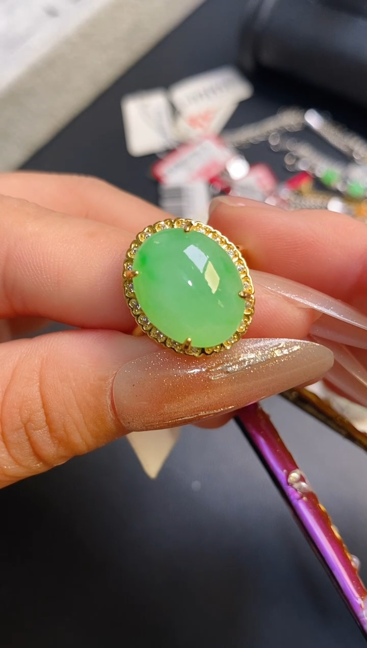 银S925镶嵌戒指翡翠天然