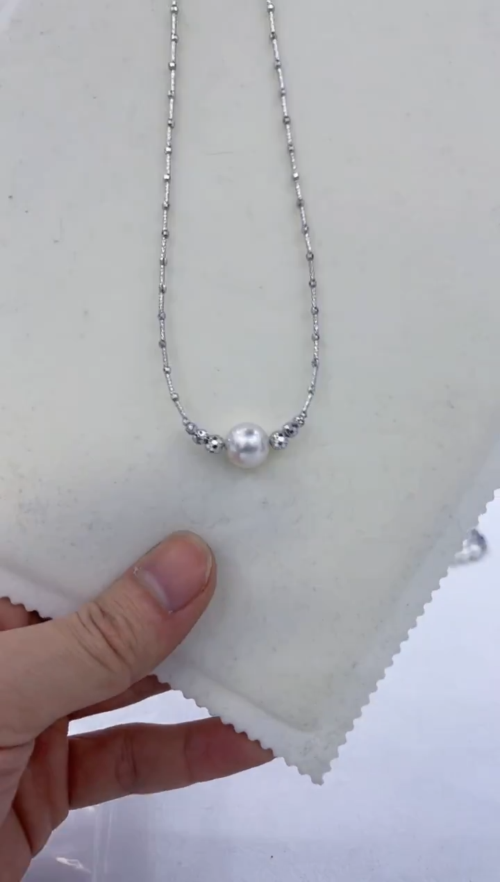 颈饰银S925镶嵌海水珍珠   
