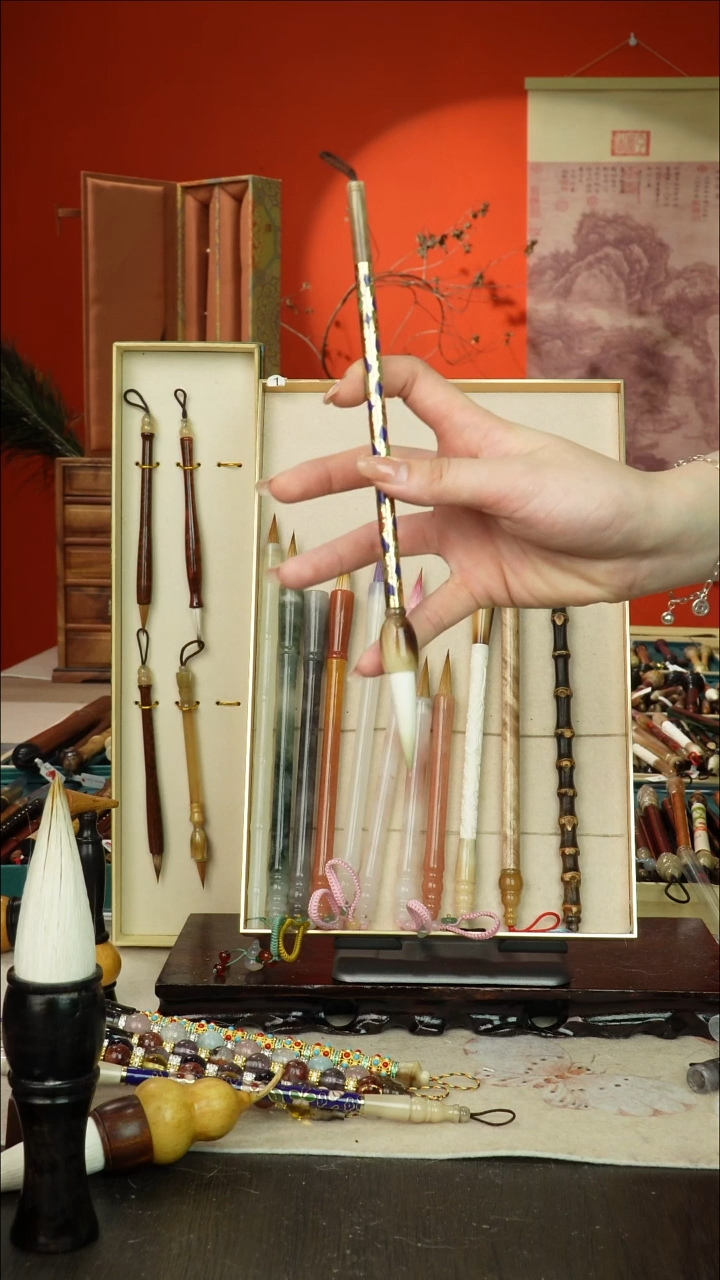 382号闪孤品高货毛笔链接 清水试笔 蘸墨不退