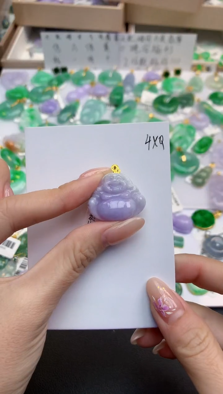 颈饰18K金镶嵌翡翠天然缅甸A货翡翠