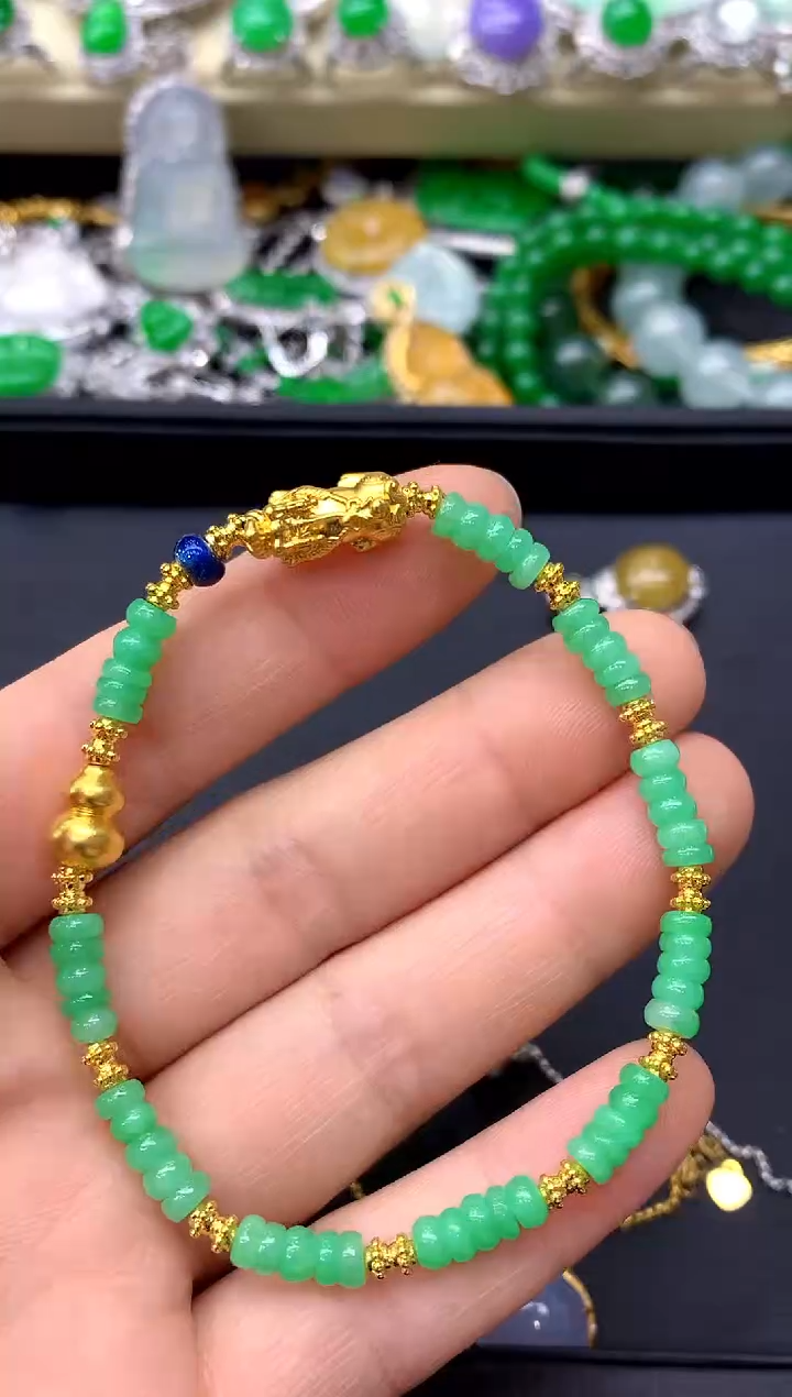 足金镶嵌手链翡翠237-中国好珍宝