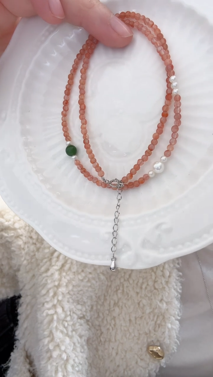 颈饰银S925镶嵌淡水珍珠a01