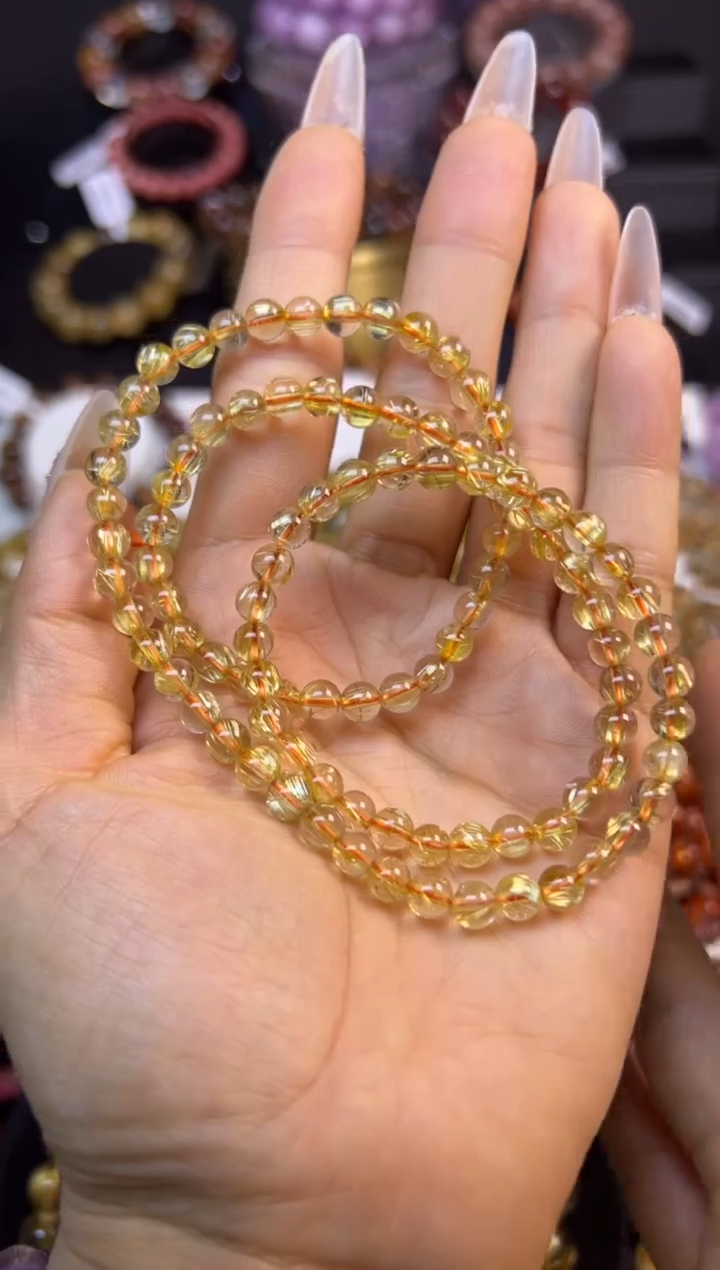 未镶嵌手串水晶金发晶三圈5.8mm
